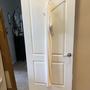 naked wardrobe Cream Ribbed One-Shoulder Maxi Dress